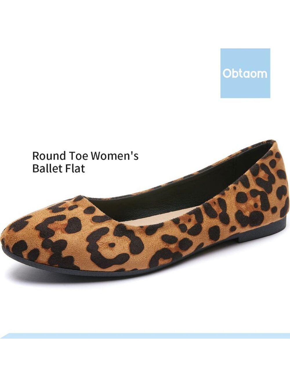 Women's Leopard Round Toe Lightweight Classic Slip on Dress Ballet Flats Shoes - Picture 4 of 6